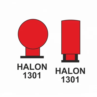 Знак "Баллоны с галоном 1301, расположенные в защищенном помещении"