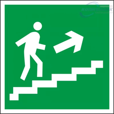Знак направление к эвакуационному выходу по лестнице вверх